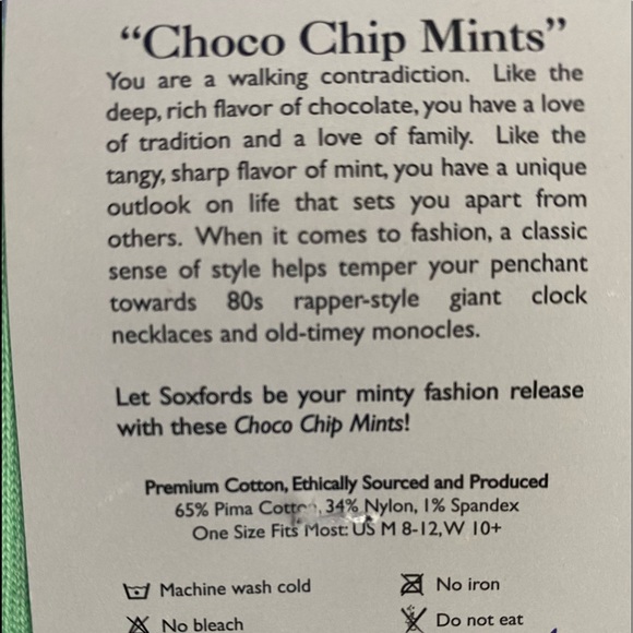 NWT SoxFords Men’s Socks Choco Chip Mints - Picture 3 of 6